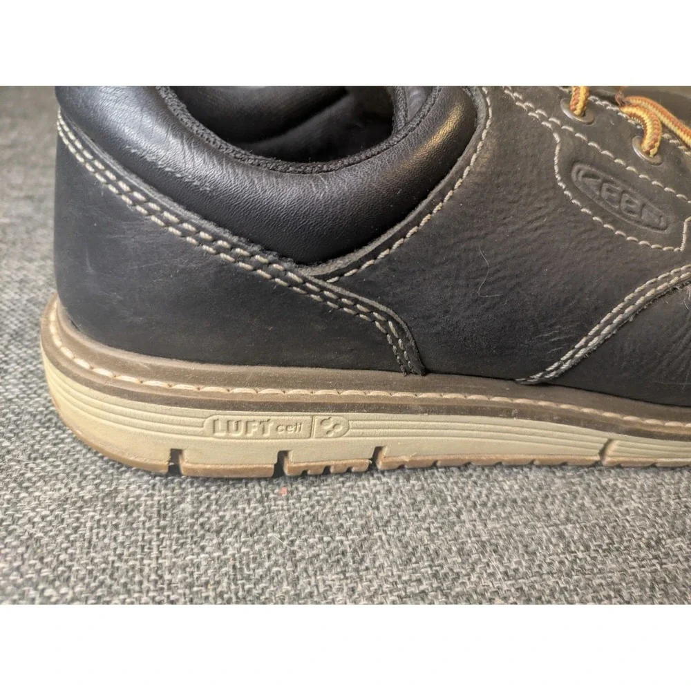 KEEN Utility Mens Safety Toe Work Lace Shoes Black Leather Slip Resistant 7.5D
